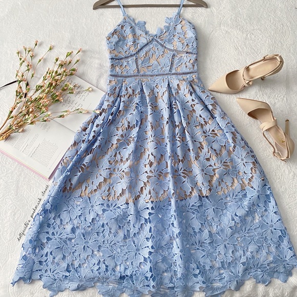 love...ady Dresses & Skirts - NWOT Beautiful Blue & Nude Lace Dress